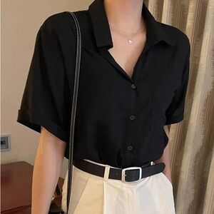 2/$10 Black Button Down Shirt Relaxed Fit
